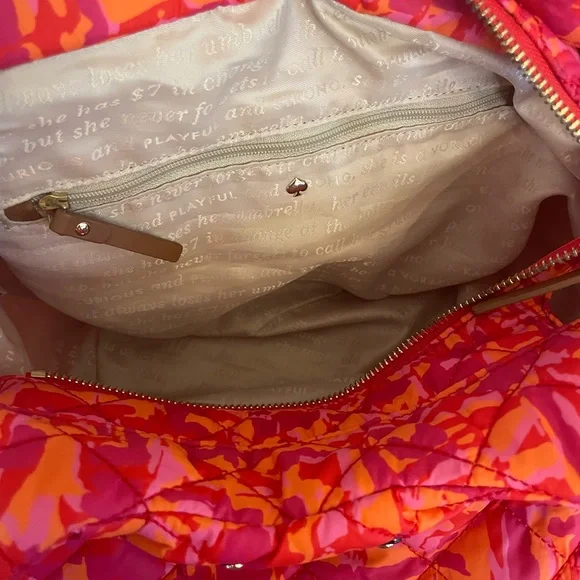 KATE SPADE Quilted Nylon Top Handle / Shoulder Bag w Storybook Lining - Picture 11 of 13